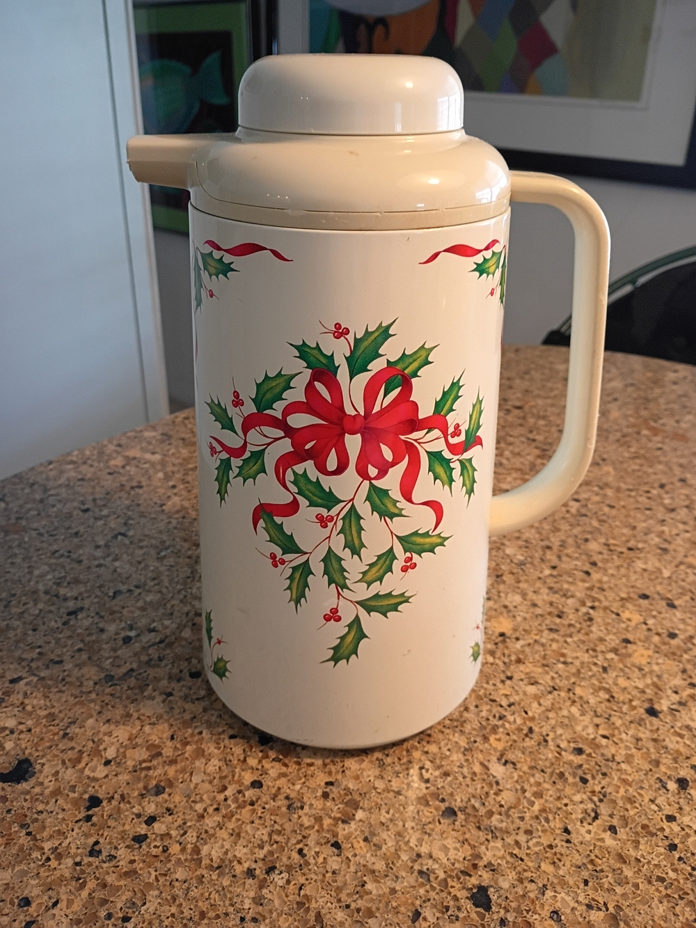 Vintage Lenox "Holiday Dimensions" Cream Holiday Holly Caraffe with Red Bow